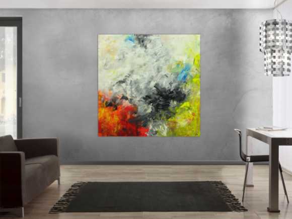 Abstraktes Gemälde Modern Art auf Leinwand handgemalt quadratisch
