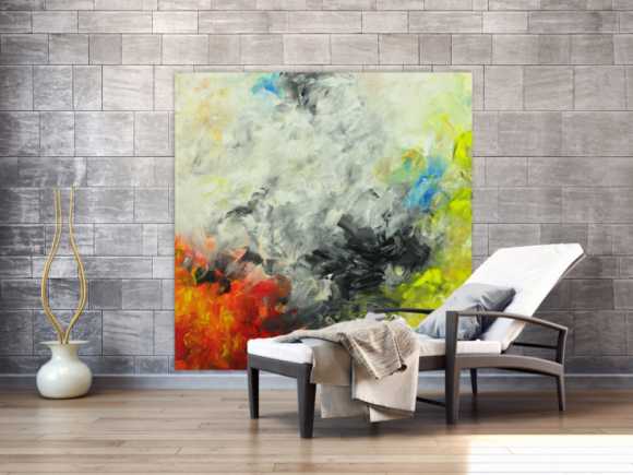 Abstraktes Gemälde Modern Art auf Leinwand handgemalt quadratisch