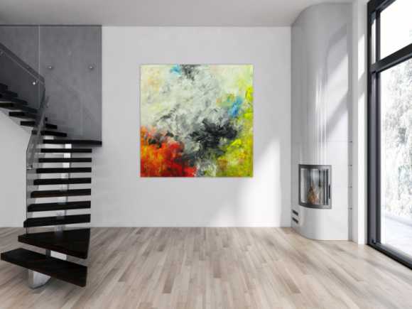 Abstraktes Gemälde Modern Art auf Leinwand handgemalt quadratisch