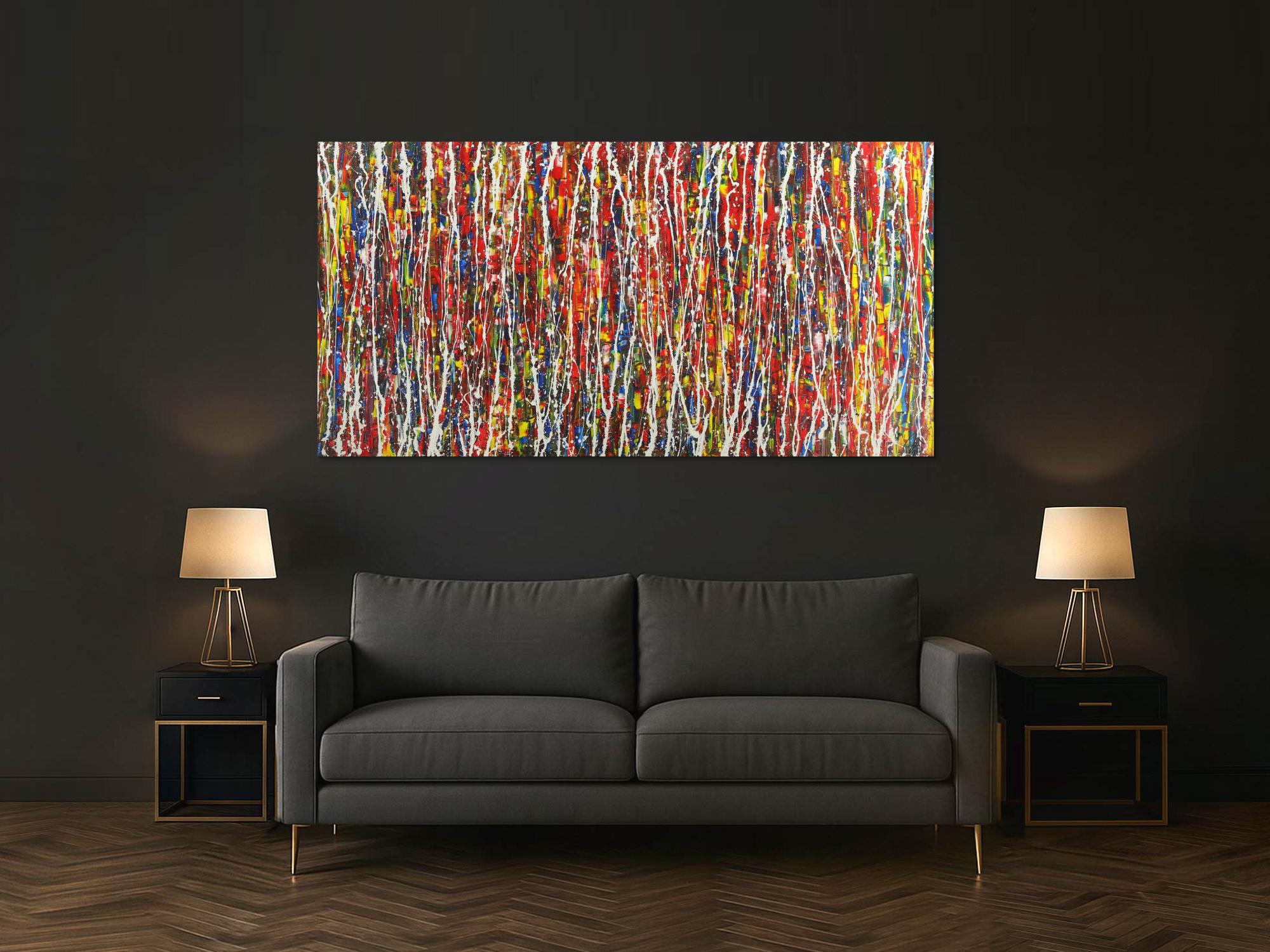 Abstraktes Gemälde auf Leinwand handgemalt Action Painting Modern Art