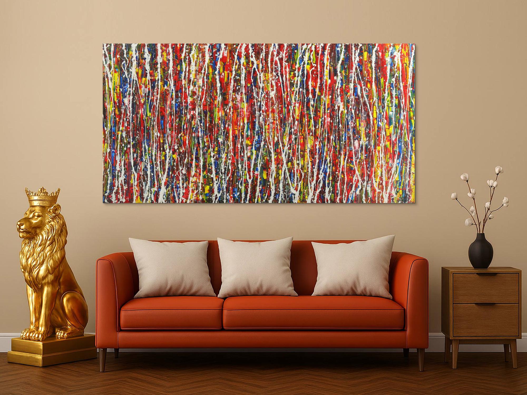 Abstraktes Gemälde auf Leinwand handgemalt Action Painting Modern Art