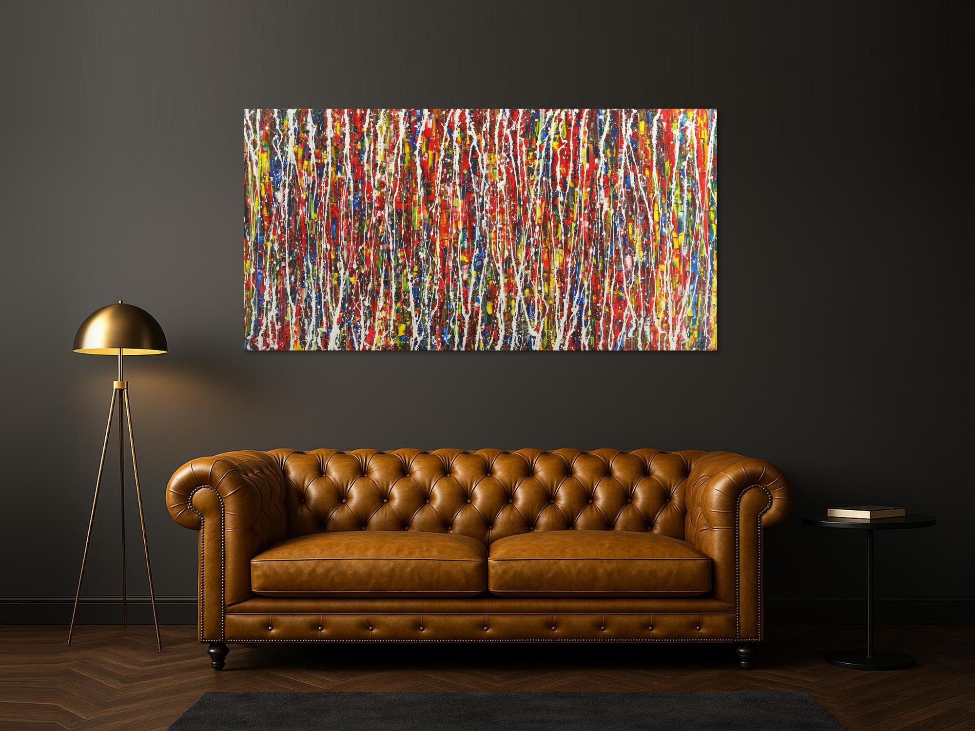 Abstraktes Gemälde auf Leinwand handgemalt Action Painting Modern Art