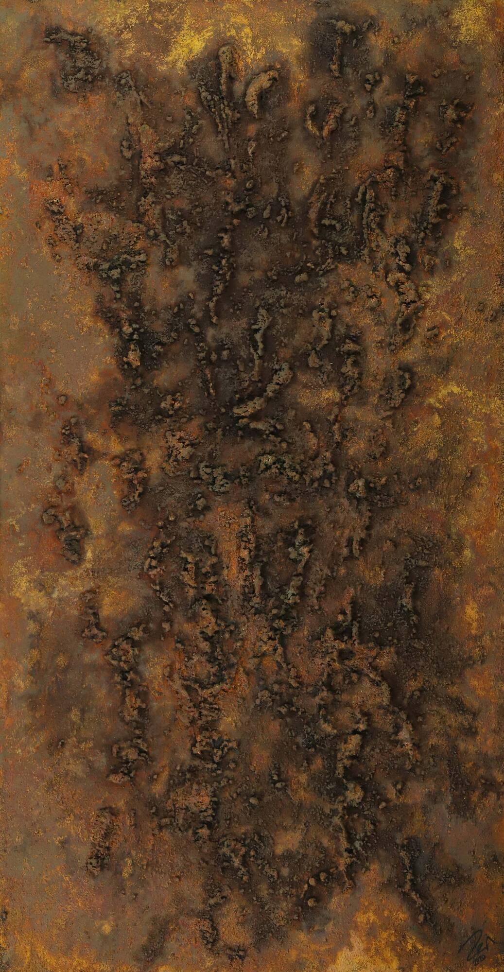 Abstraktes Gemälde aus echtem Rost grobe Struktur handgemalt Modern Art auf Leinwand