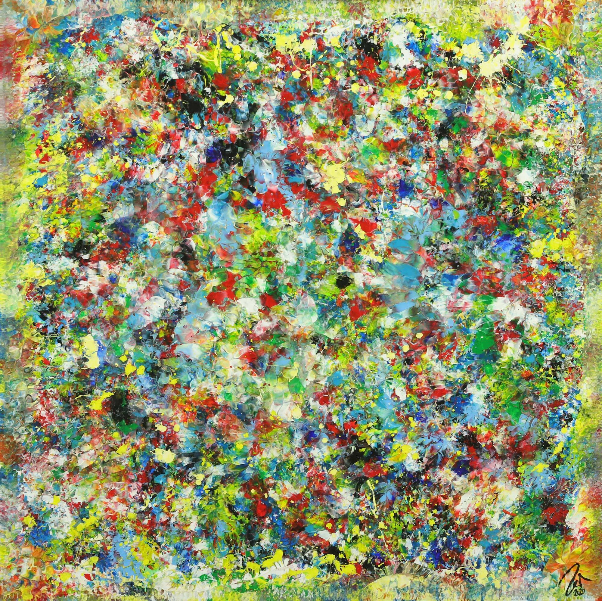 Abstraktes Gemälde sehr bunt Modern Art handgemalt auf Leinwand