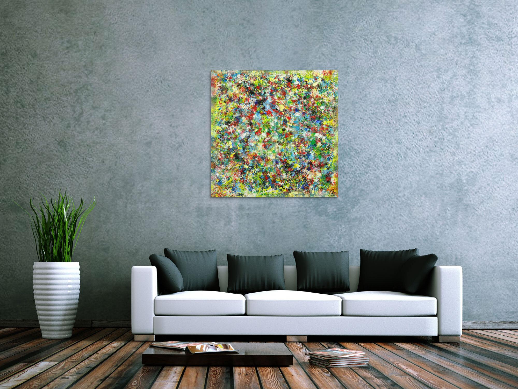 Abstraktes Gemälde sehr bunt Modern Art handgemalt auf Leinwand
