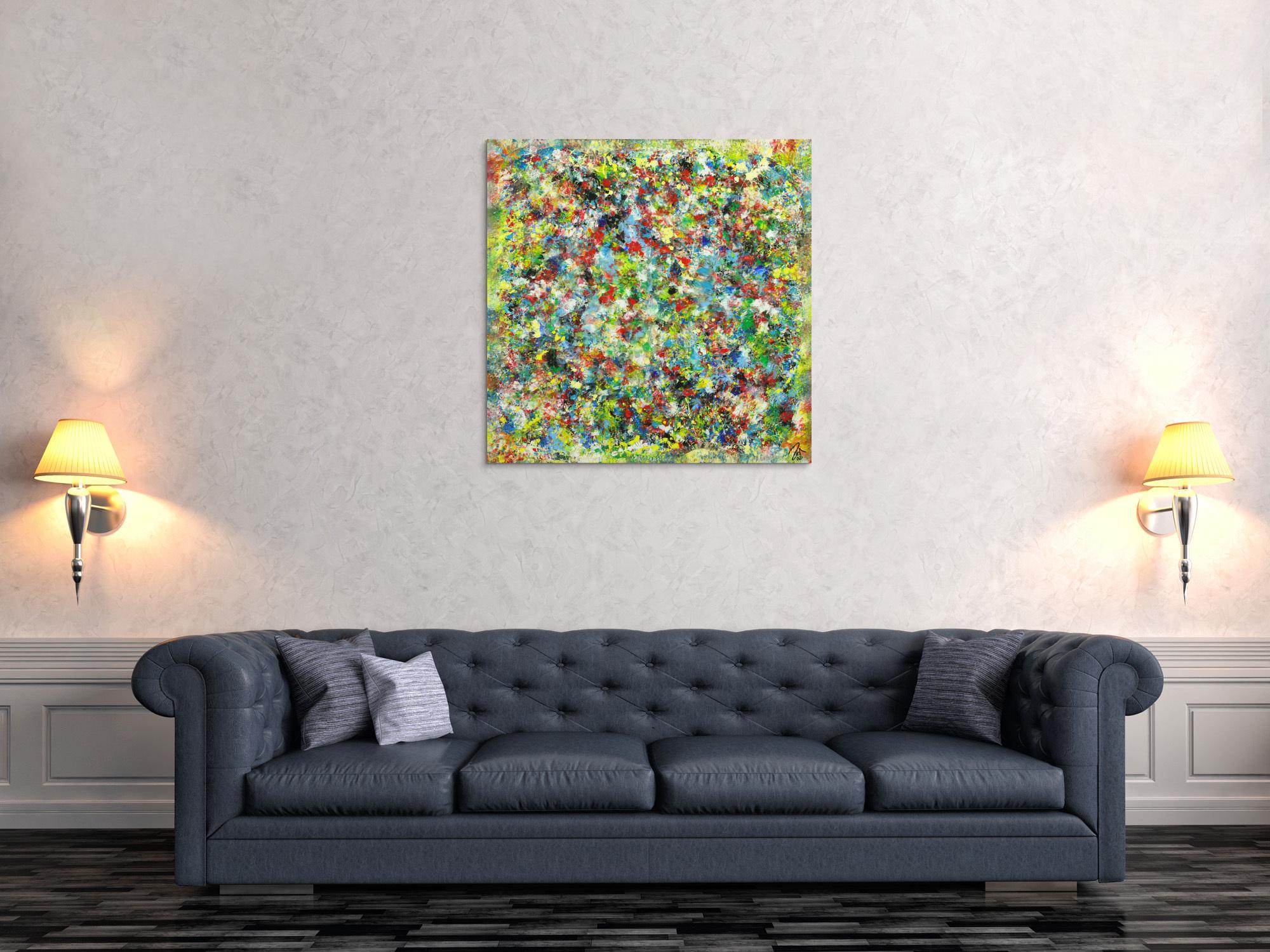 Abstraktes Gemälde sehr bunt Modern Art handgemalt auf Leinwand