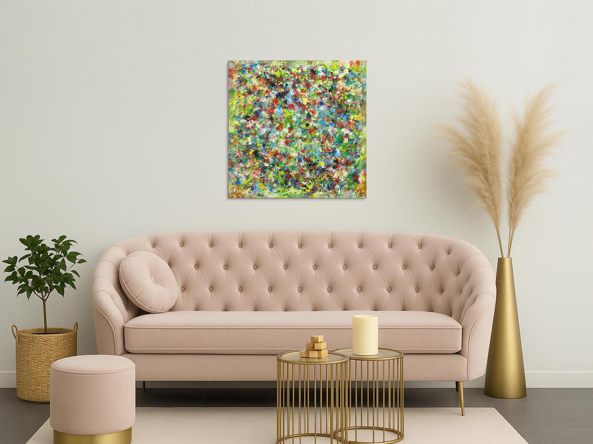 Abstraktes Gemälde sehr bunt Modern Art handgemalt auf Leinwand