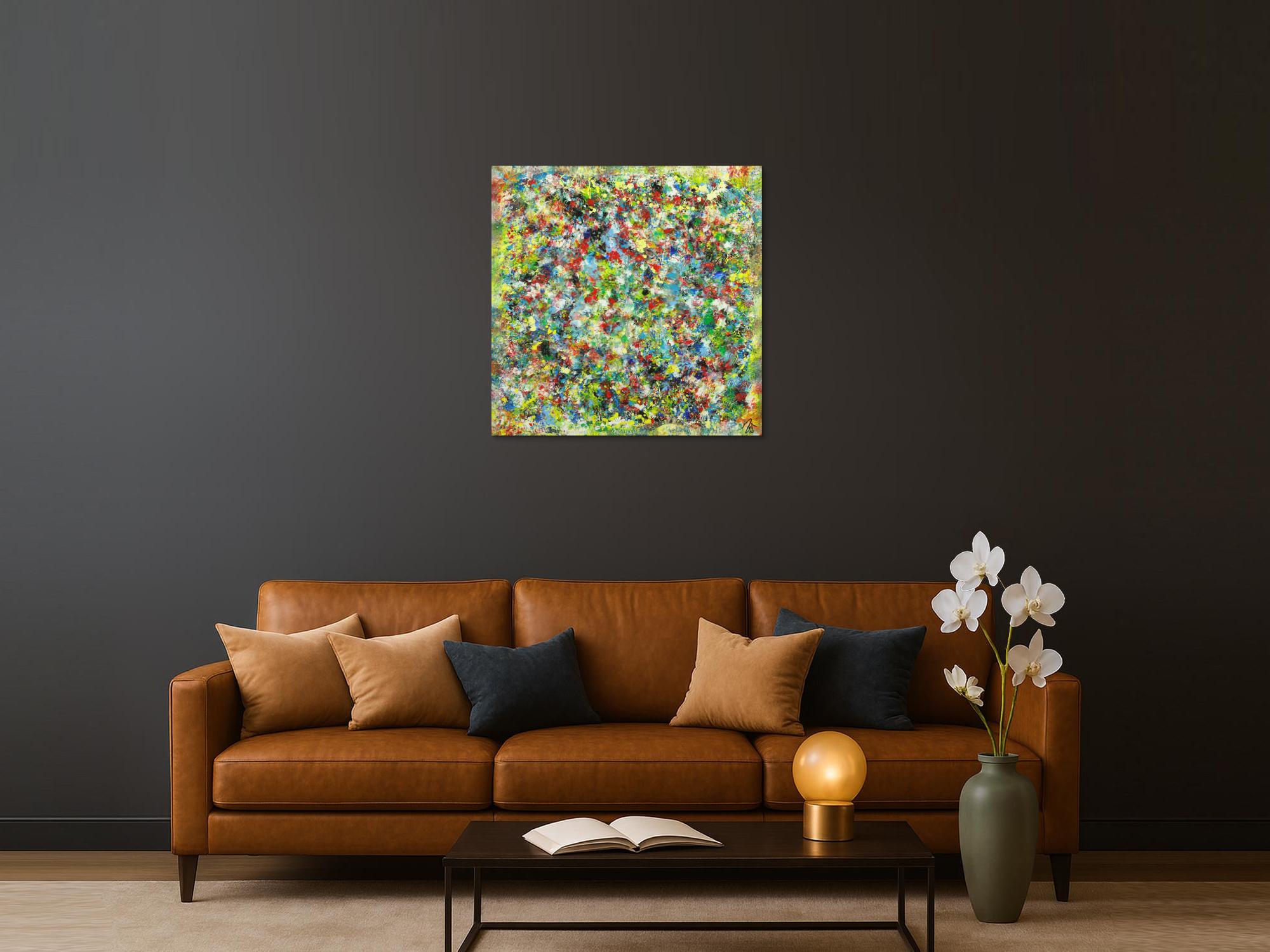 Abstraktes Gemälde sehr bunt Modern Art handgemalt auf Leinwand