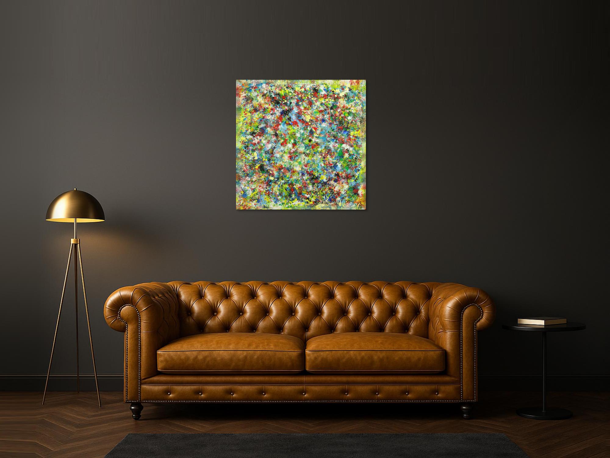 Abstraktes Gemälde sehr bunt Modern Art handgemalt auf Leinwand