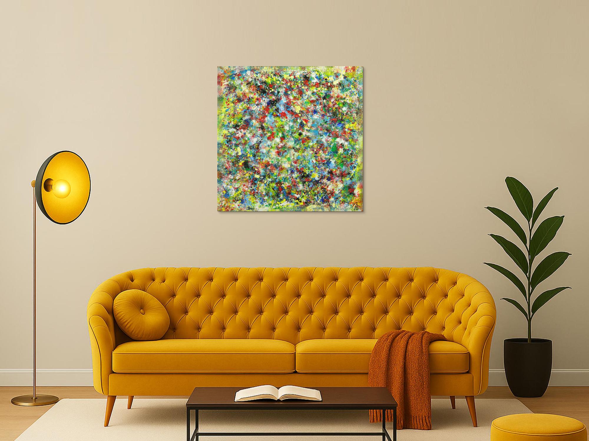 Abstraktes Gemälde sehr bunt Modern Art handgemalt auf Leinwand