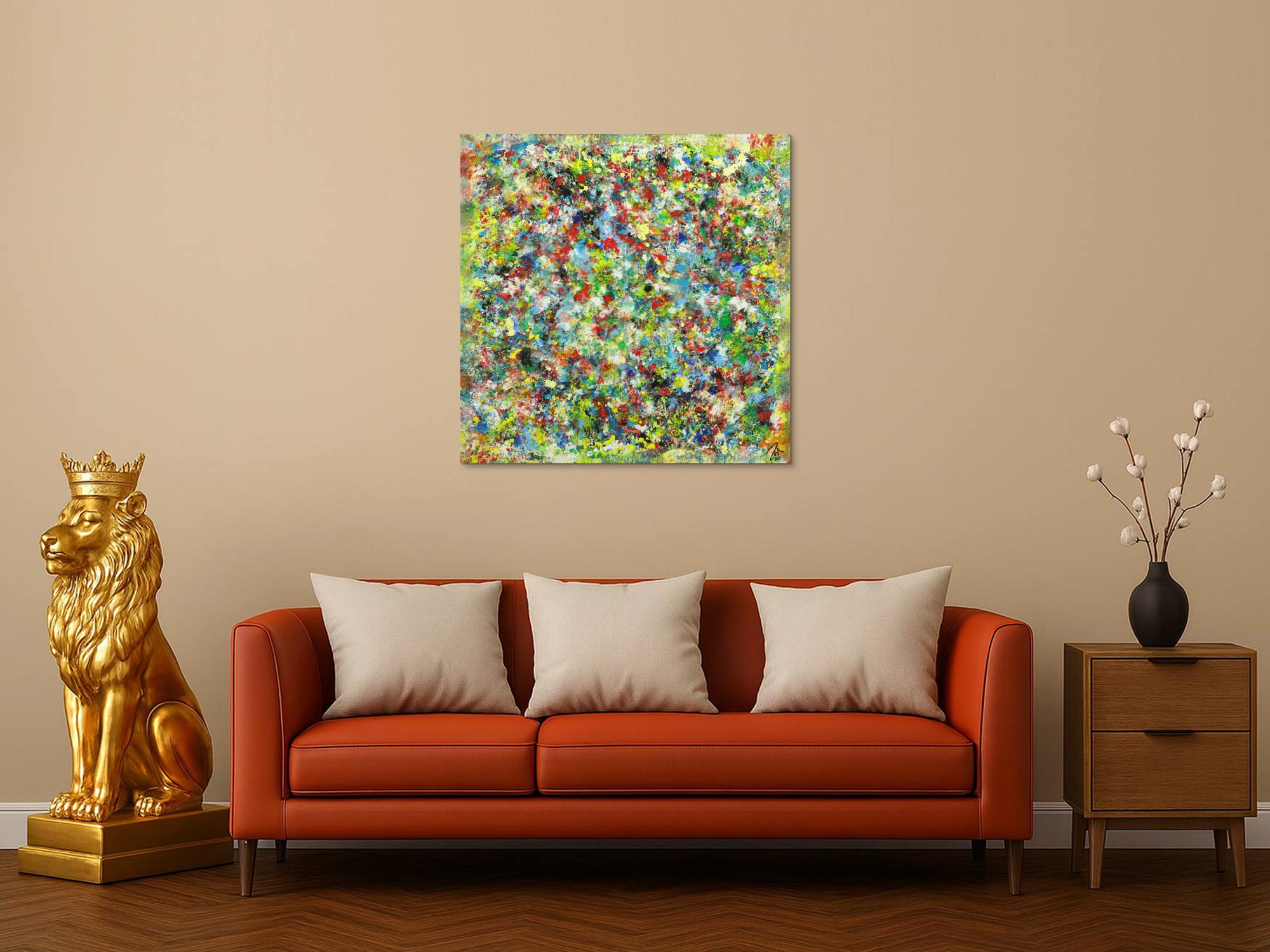 Abstraktes Gemälde sehr bunt Modern Art handgemalt auf Leinwand