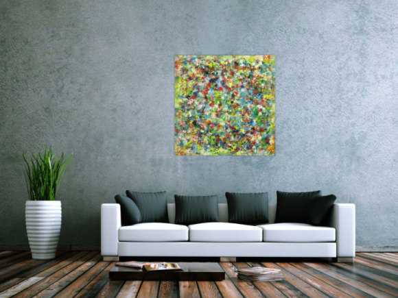 Abstraktes Gemälde sehr bunt Modern Art handgemalt auf Leinwand