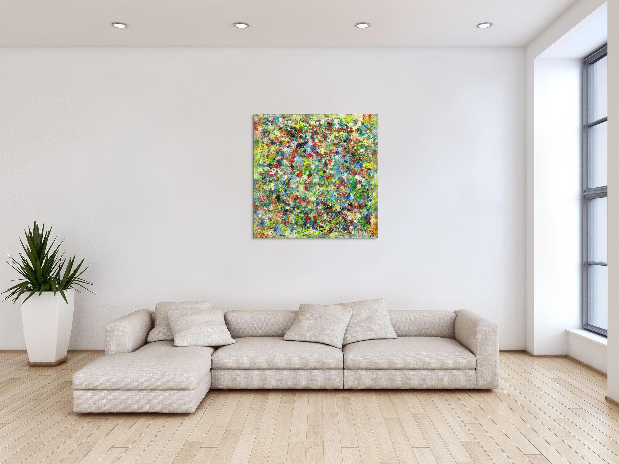 Abstraktes Gemälde sehr bunt Modern Art handgemalt auf Leinwand