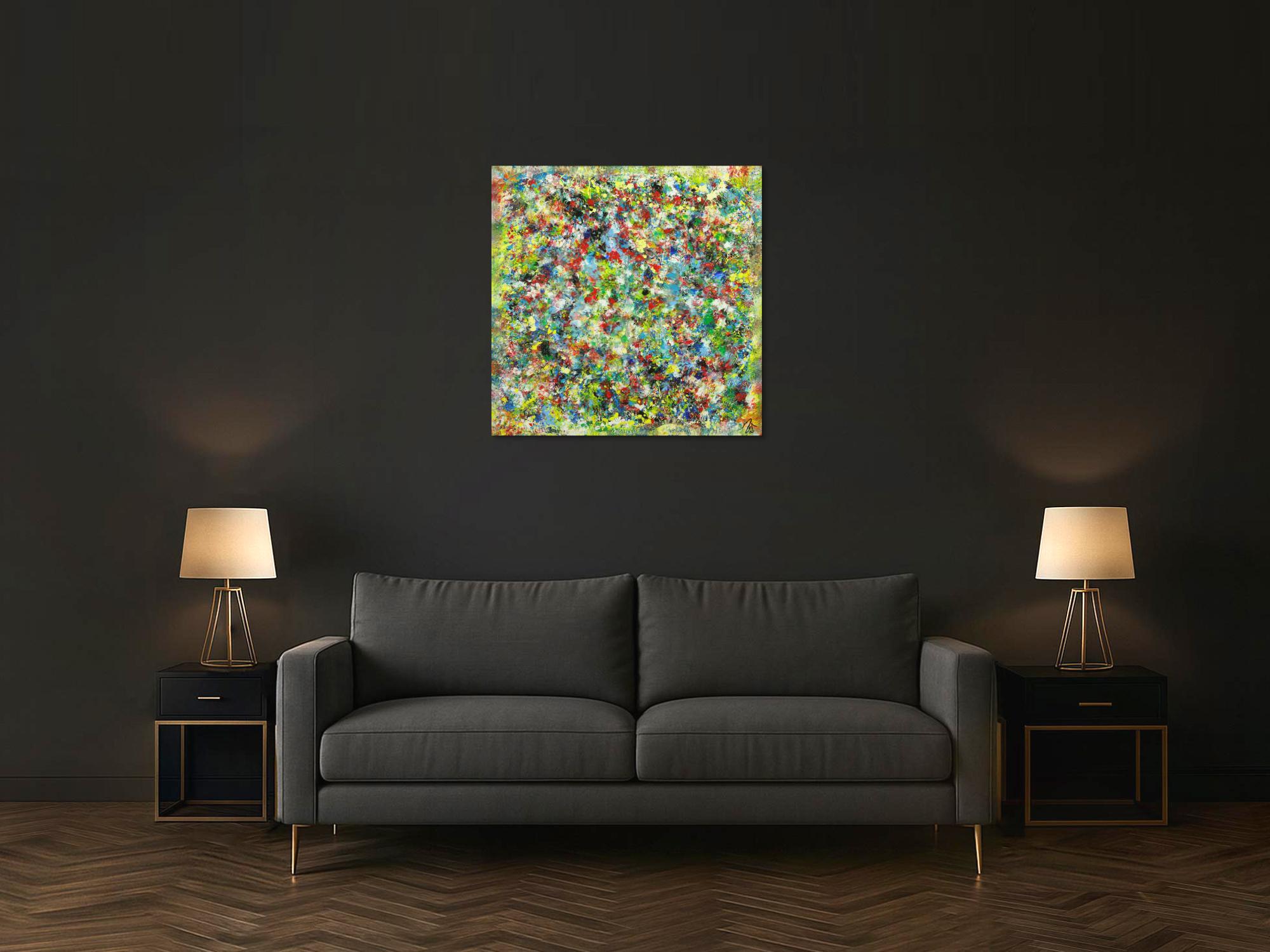 Abstraktes Gemälde sehr bunt Modern Art handgemalt auf Leinwand