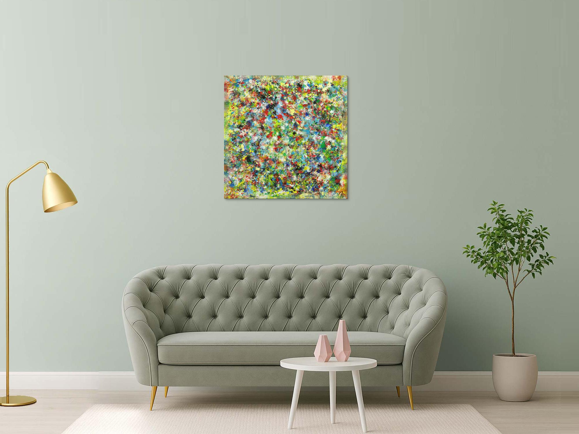 Abstraktes Gemälde sehr bunt Modern Art handgemalt auf Leinwand