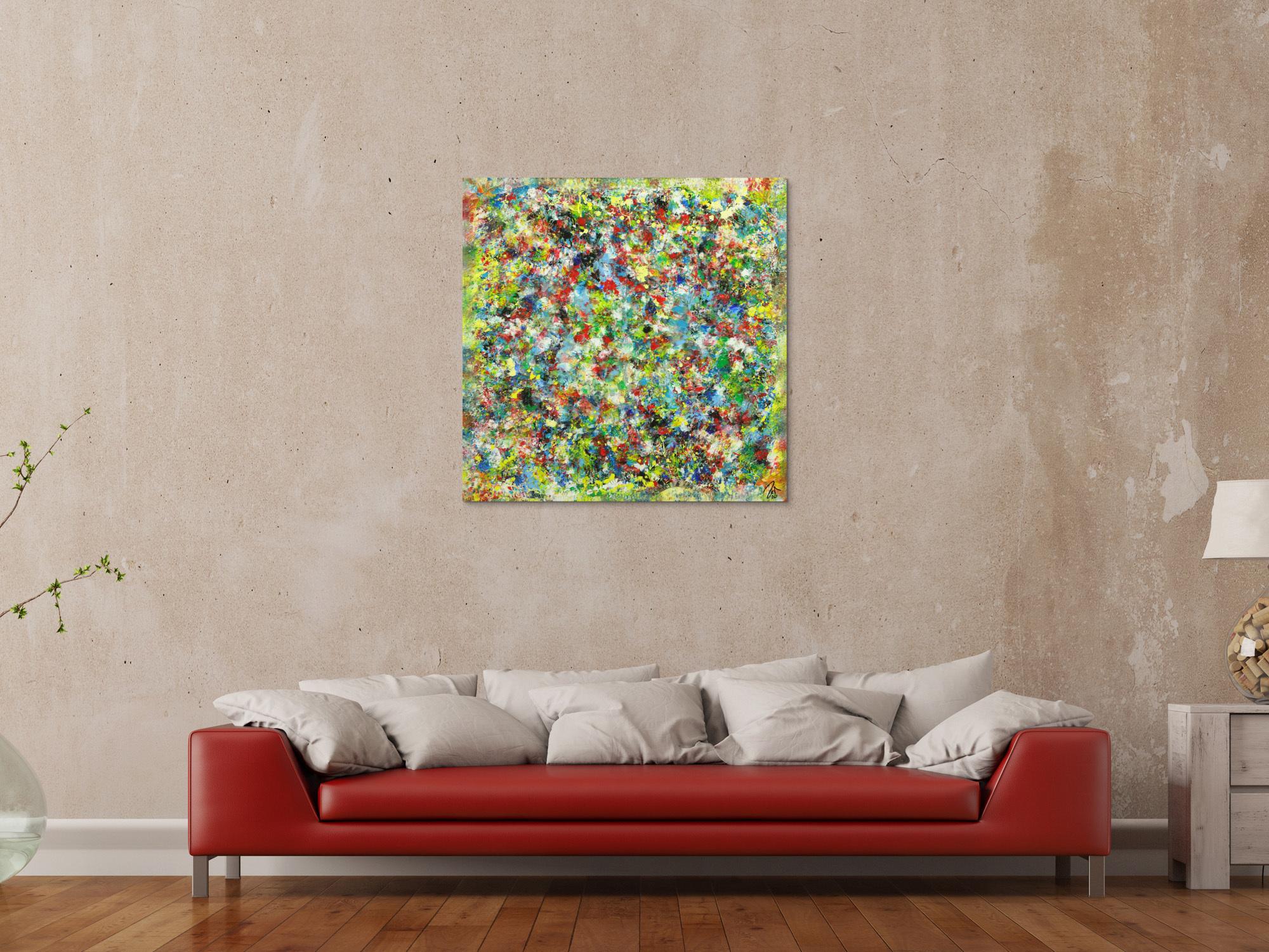 Abstraktes Gemälde sehr bunt Modern Art handgemalt auf Leinwand