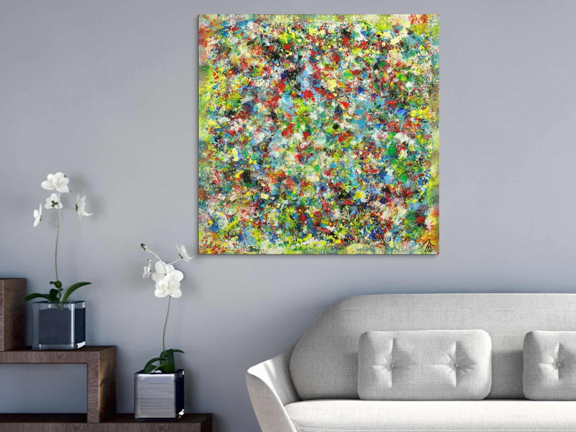 Abstraktes Gemälde sehr bunt Modern Art handgemalt auf Leinwand