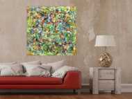 Abstraktes Gemälde sehr bunt Modern Art handgemalt auf Leinwand