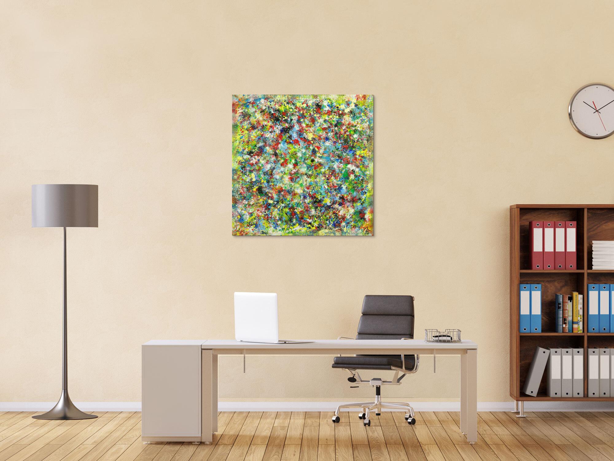 Abstraktes Gemälde sehr bunt Modern Art handgemalt auf Leinwand