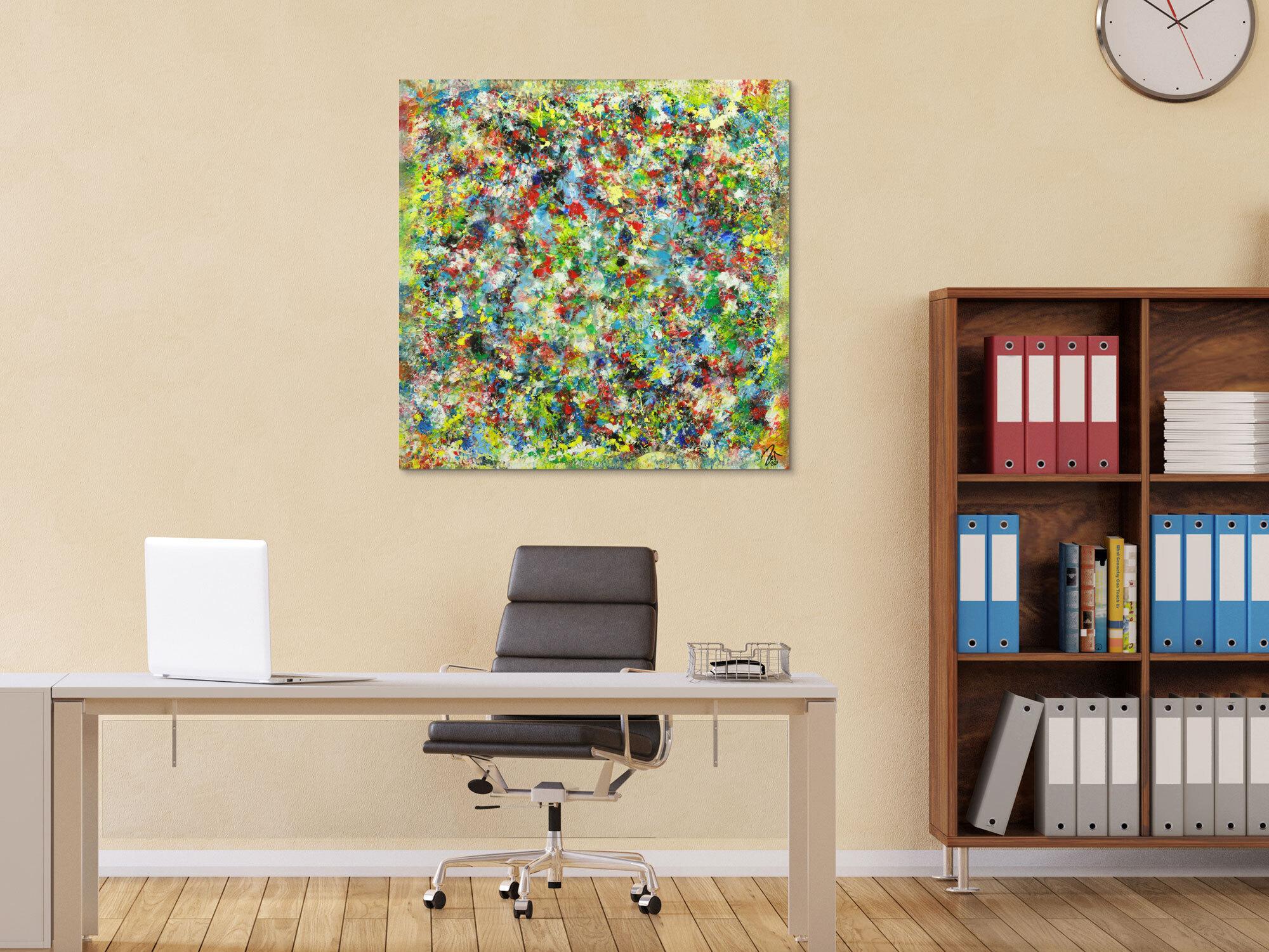 Abstraktes Gemälde sehr bunt Modern Art handgemalt auf Leinwand