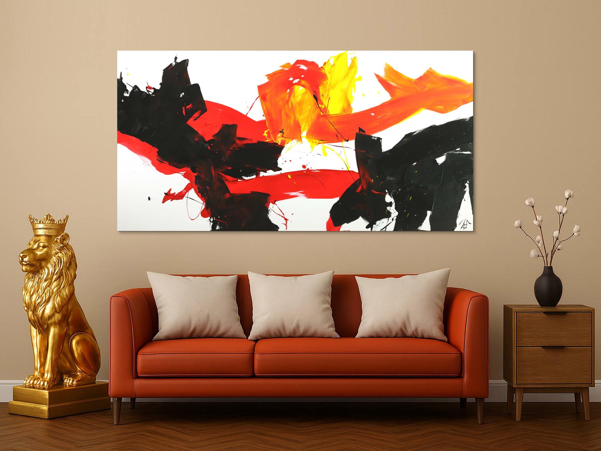 Abstraktes Gemälde Spachteltechnik grau weiß handgemalt Modern Art