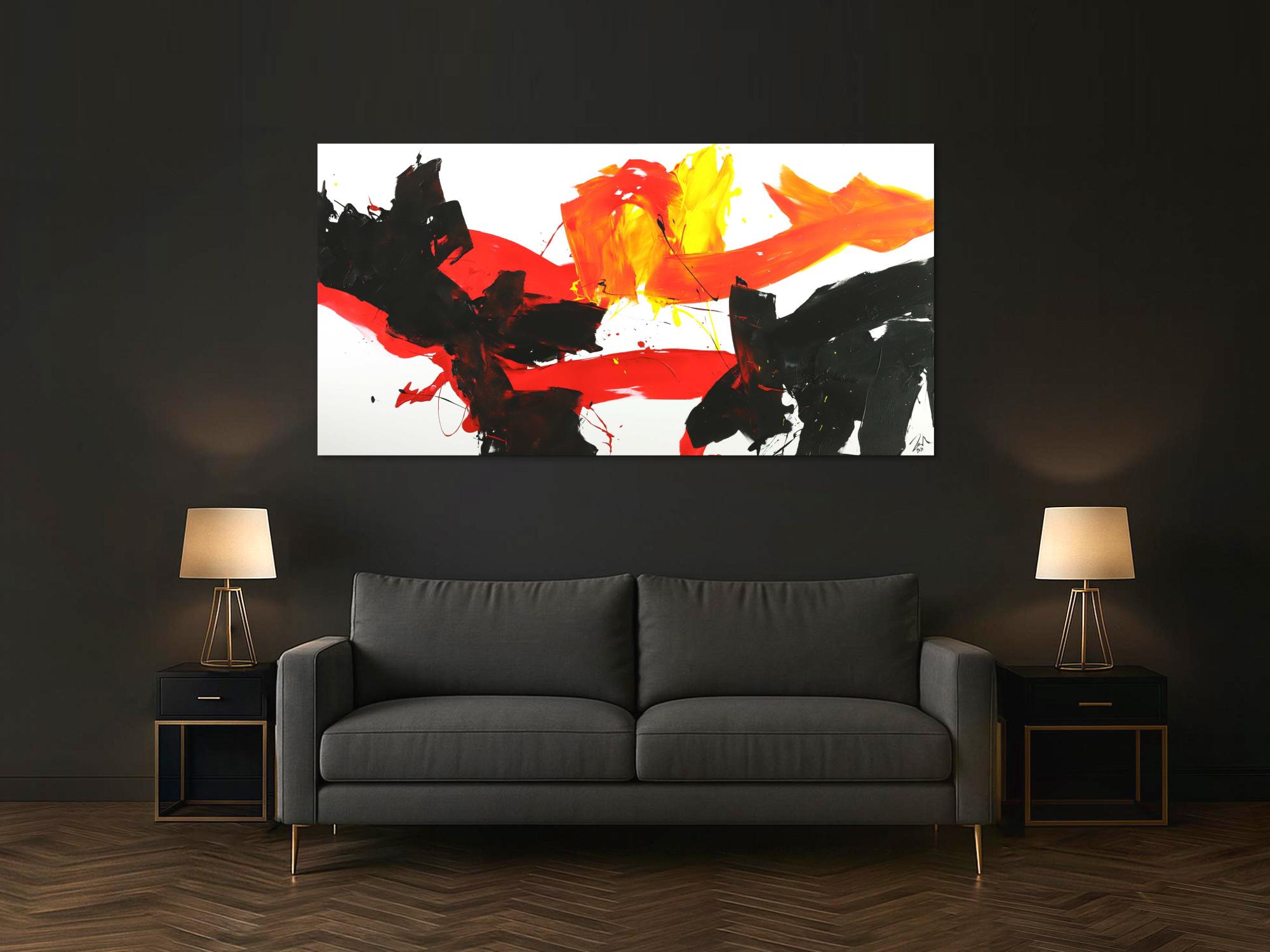 Abstraktes Gemälde Spachteltechnik grau weiß handgemalt Modern Art