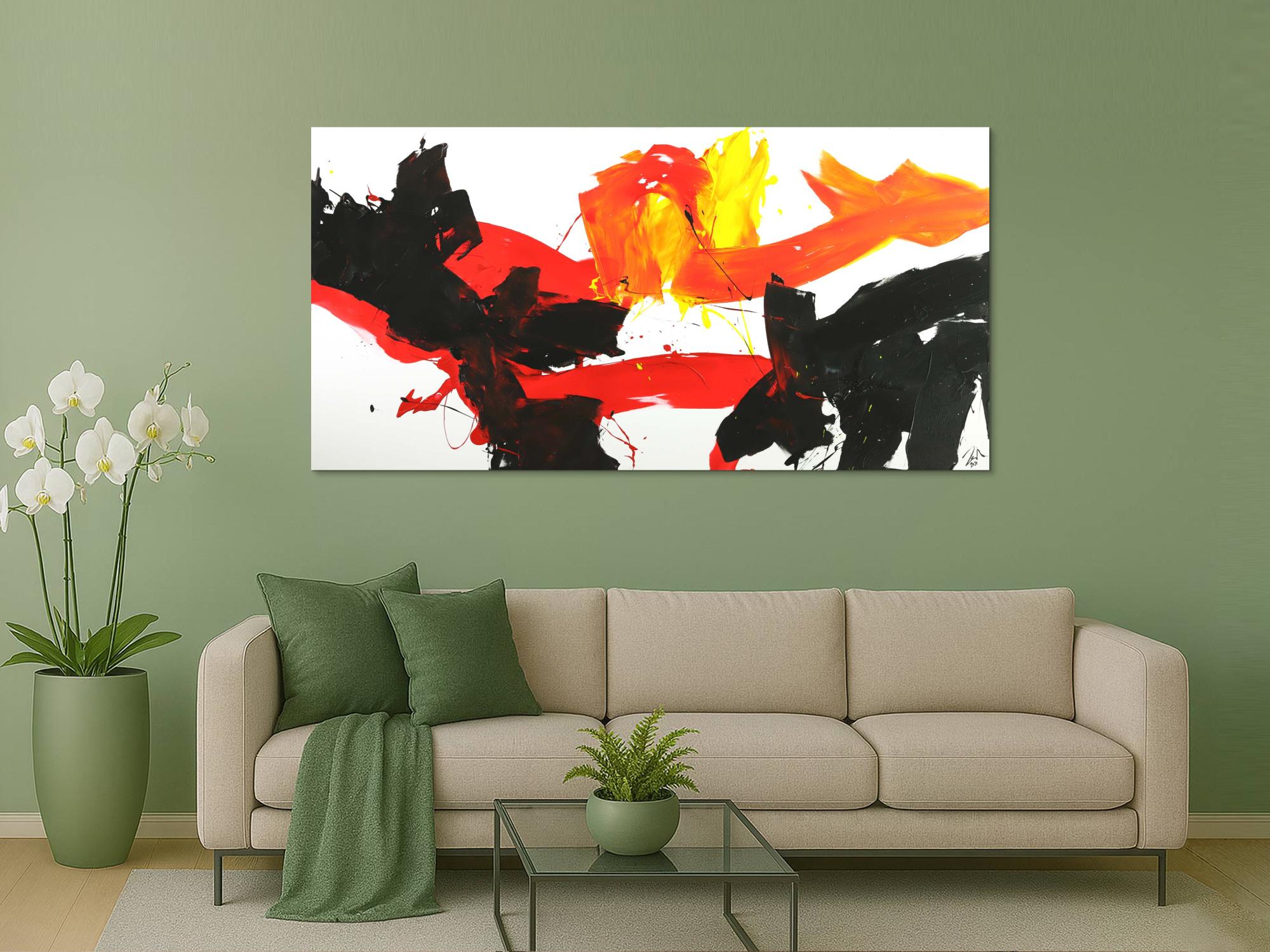 Abstraktes Gemälde Spachteltechnik grau weiß handgemalt Modern Art