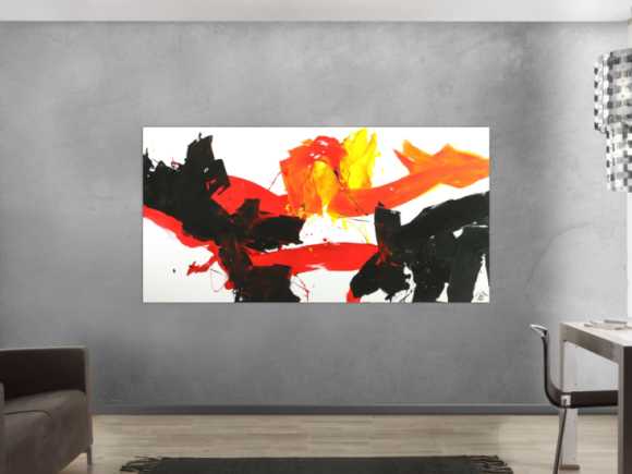 Abstraktes Gemälde Spachteltechnik grau weiß handgemalt Modern Art