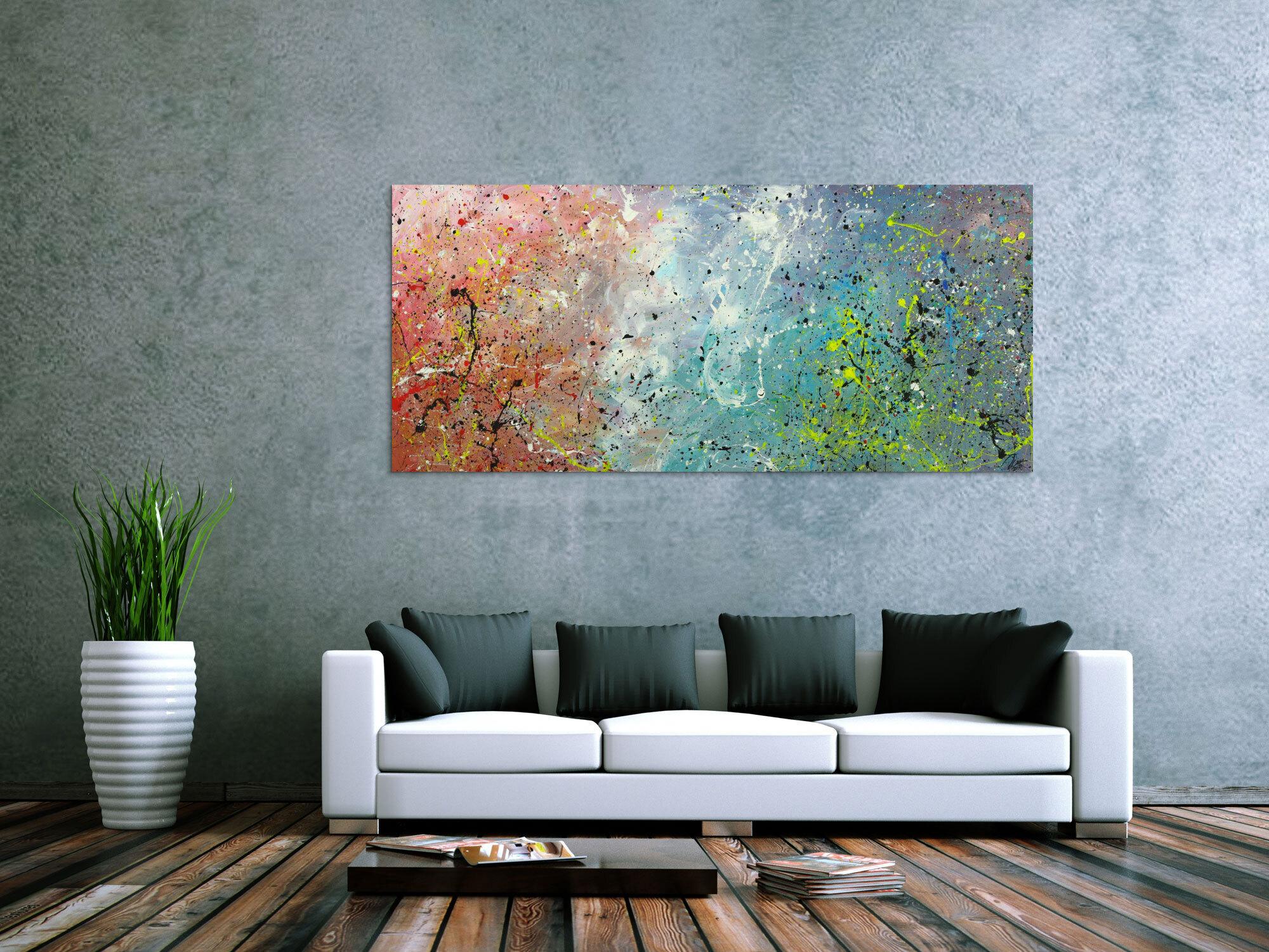 Abstraktes Gemälde auf Leinwand handgemalt Modern Art Action Painting