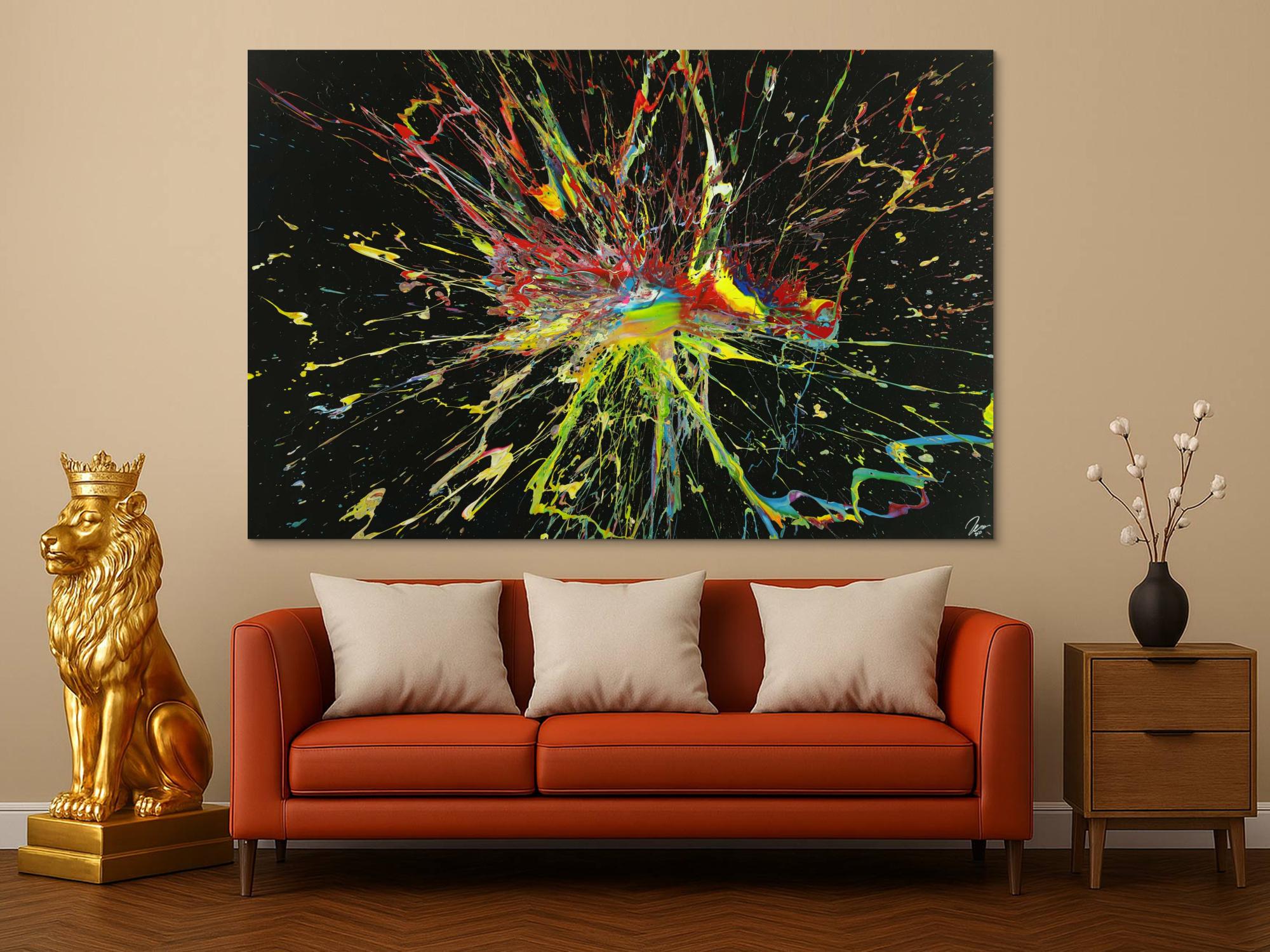 Abstraktes Gemälde Action Painting handgemalt Modern Art auf Leinwand