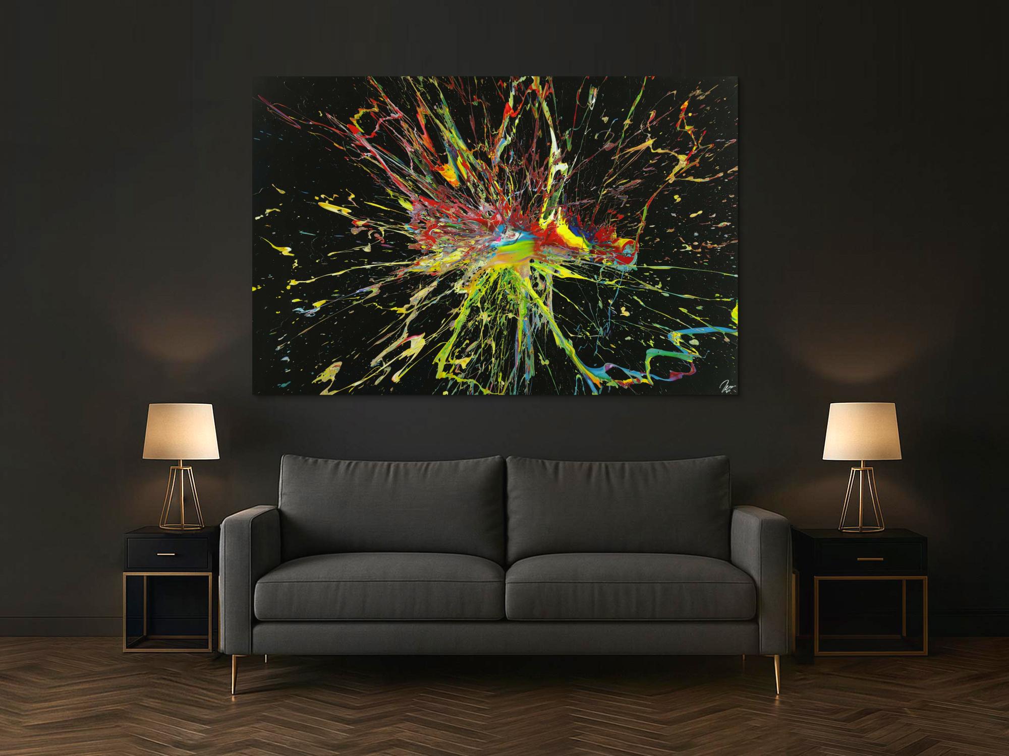 Abstraktes Gemälde Action Painting handgemalt Modern Art auf Leinwand