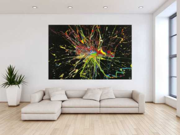 Abstraktes Gemälde Action Painting handgemalt Modern Art auf Leinwand