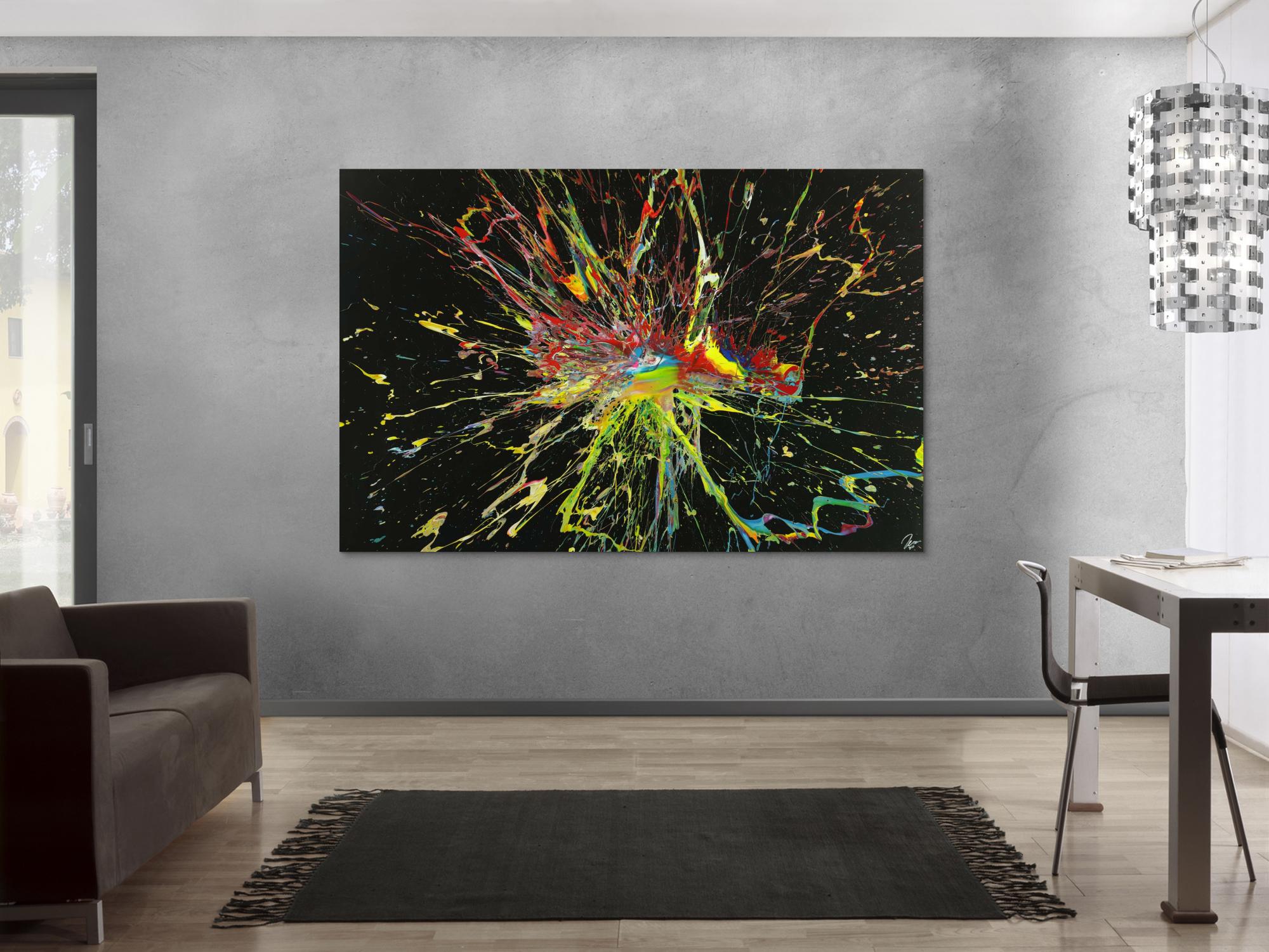 Abstraktes Gemälde Action Painting handgemalt Modern Art auf Leinwand