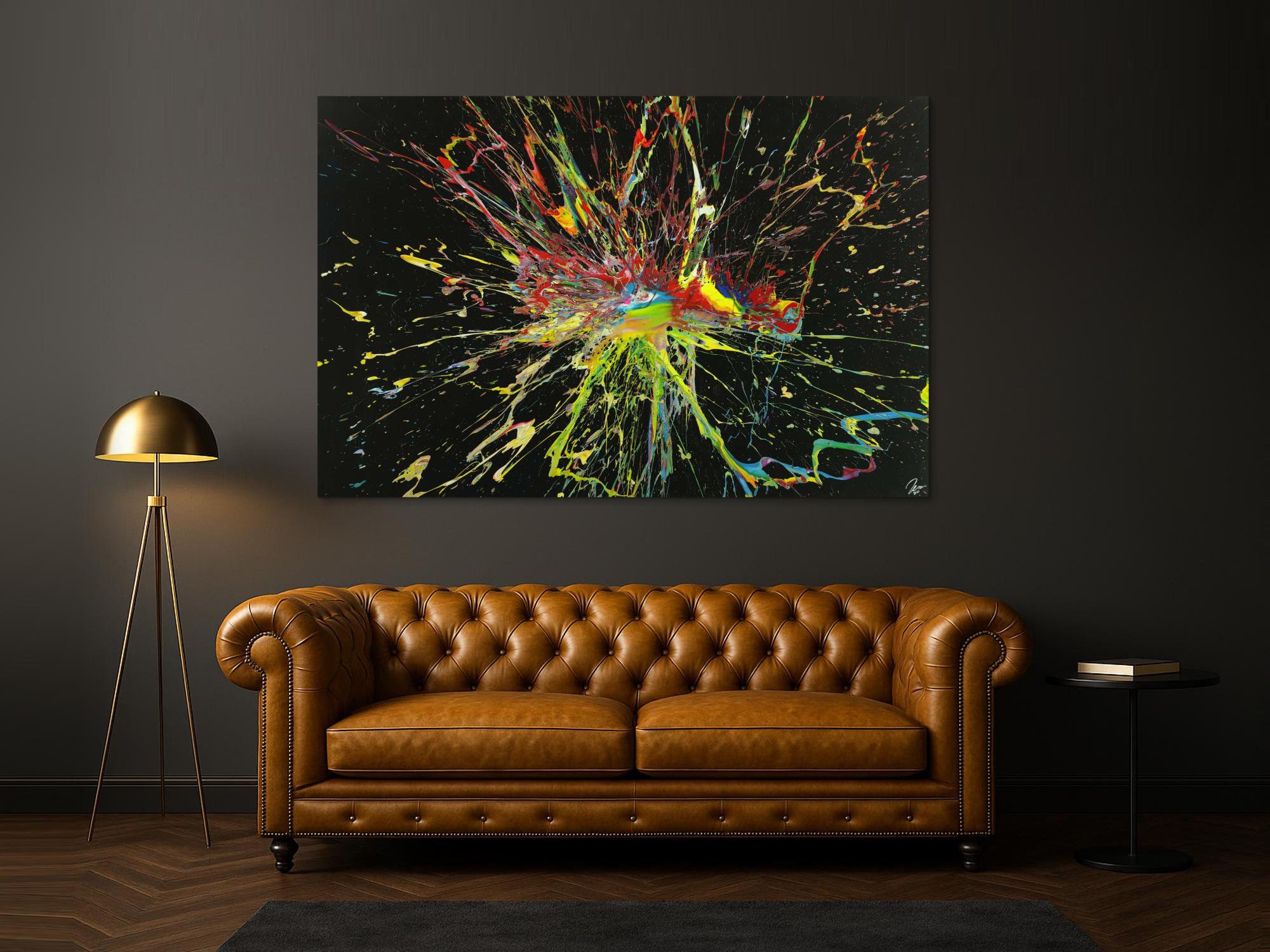 Abstraktes Gemälde Action Painting handgemalt Modern Art auf Leinwand