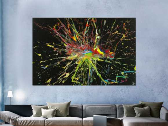 Abstraktes Gemälde Action Painting handgemalt Modern Art auf Leinwand