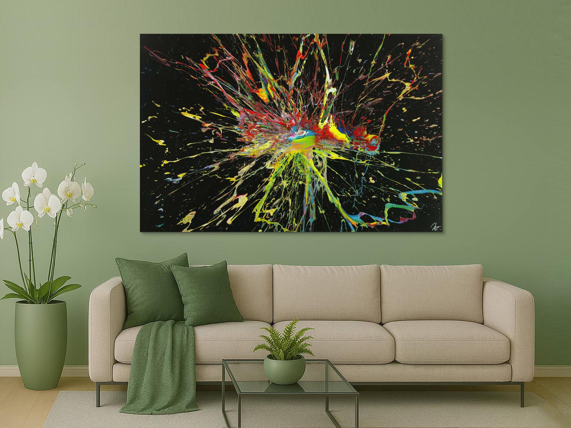 Abstraktes Gemälde Action Painting handgemalt Modern Art auf Leinwand