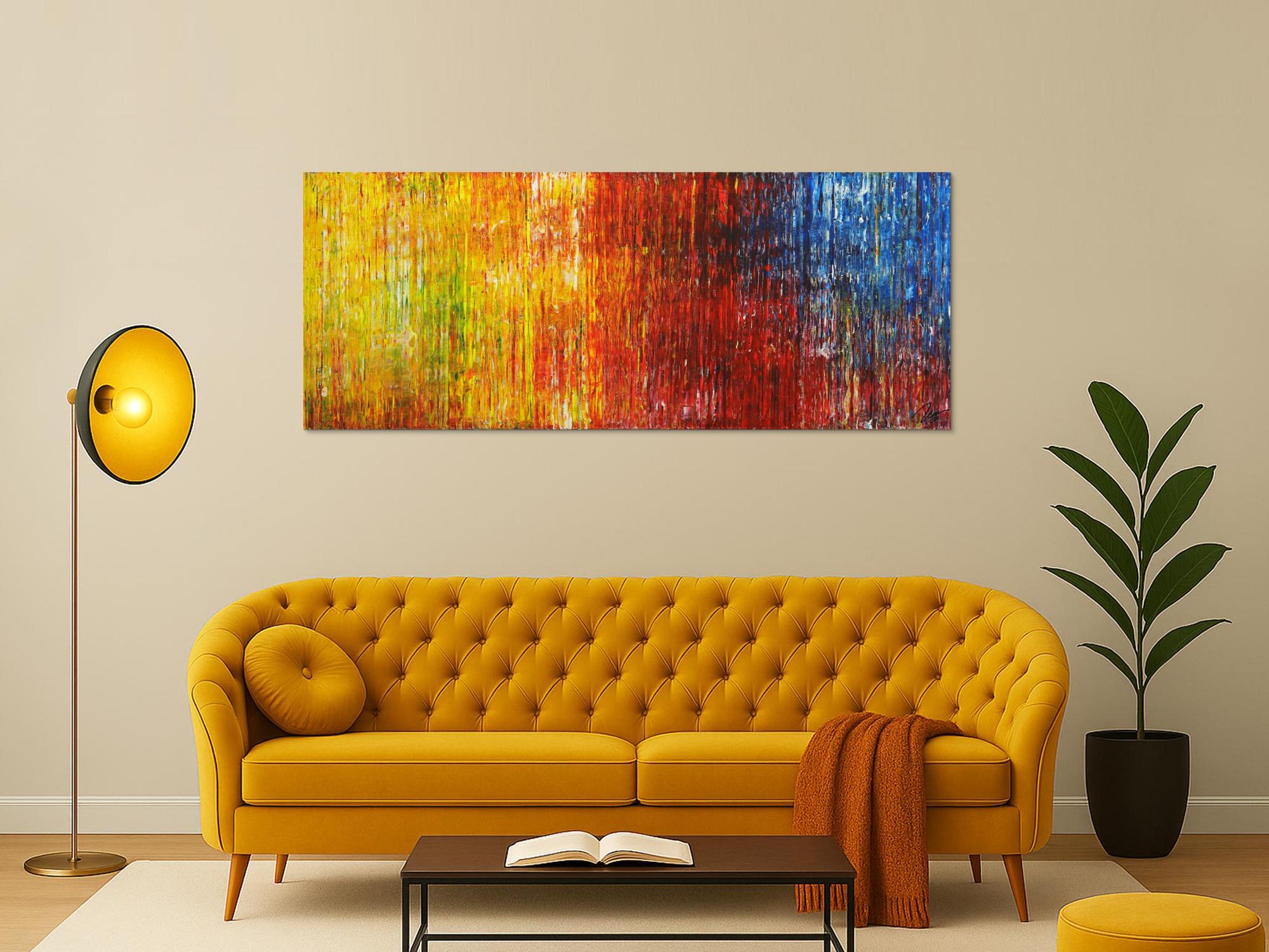 Abstraktes Gemälde auf Leinwand Acrylfarbe Handgemalt Spachteltechnik