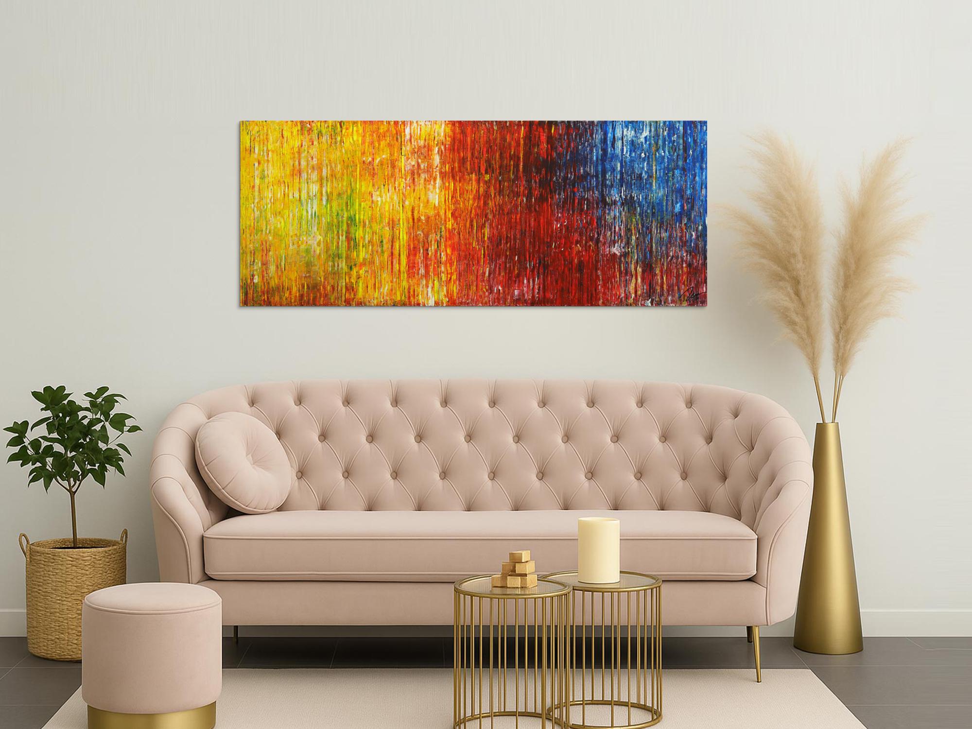 Abstraktes Gemälde auf Leinwand Acrylfarbe Handgemalt Spachteltechnik