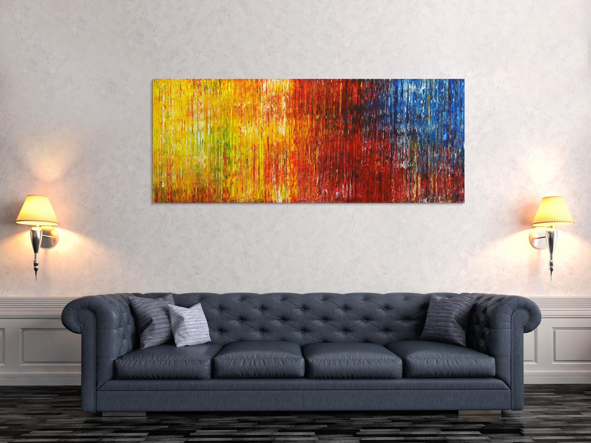 Abstraktes Gemälde auf Leinwand Acrylfarbe Handgemalt Spachteltechnik