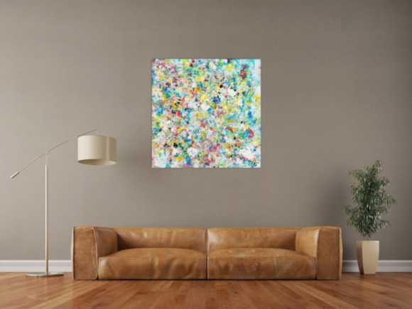 Original Gemälde abstrakt 90x90cm Mischtechnik Modern Art handgemalt  beige weiß grau Einzelstück