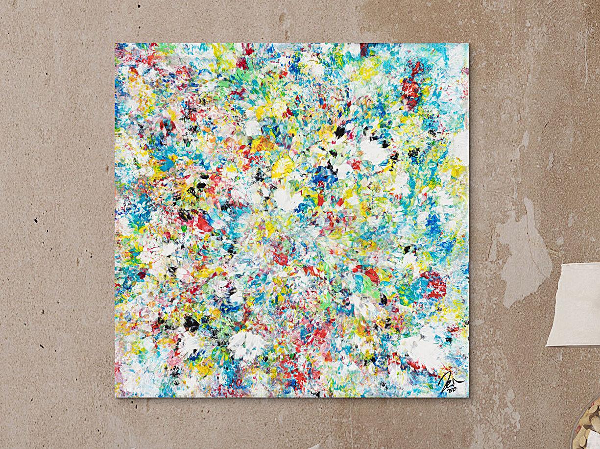 Original Gemälde abstrakt 90x90cm Mischtechnik Modern Art handgemalt  beige weiß grau Einzelstück