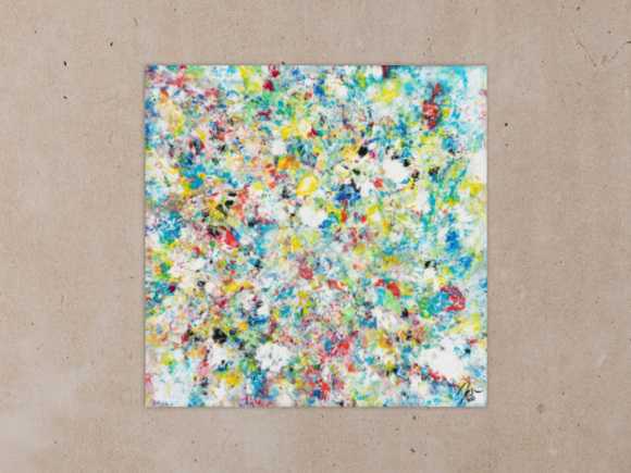 Original Gemälde abstrakt 90x90cm Mischtechnik Modern Art handgemalt beige weiß grau Einzelstück