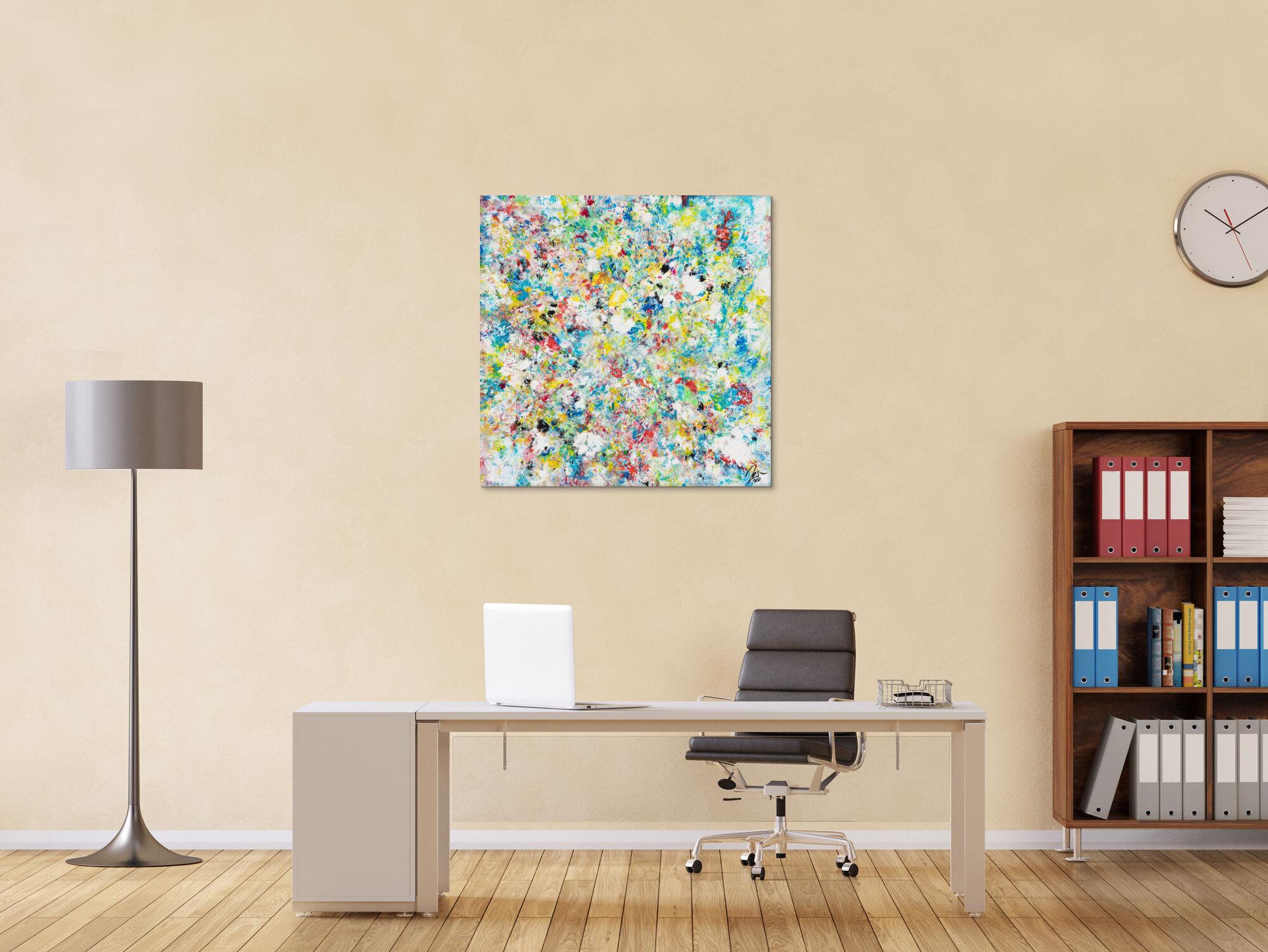 Original Gemälde abstrakt 90x90cm Mischtechnik Modern Art handgemalt  beige weiß grau Einzelstück