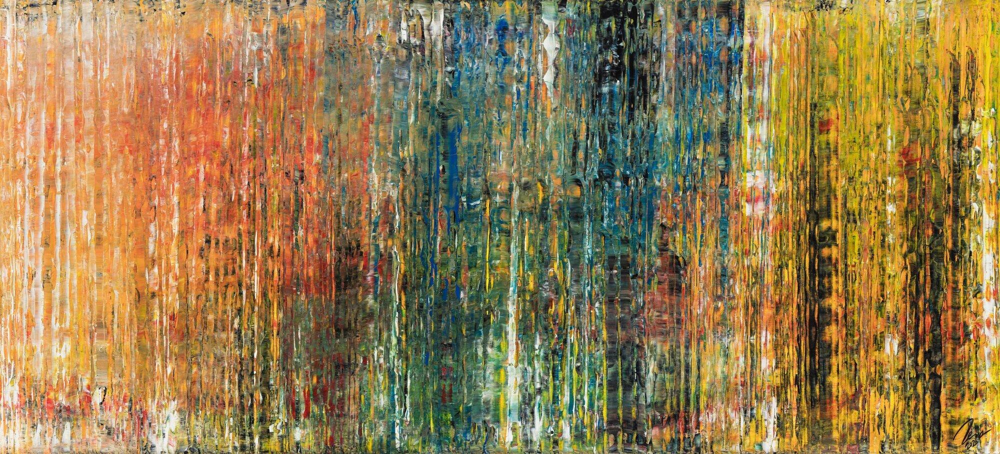 Abstraktes Original Gemälde 100x220cm Spachteltechnik expressionistisch handgefertigt braun orange schwarz Unikat