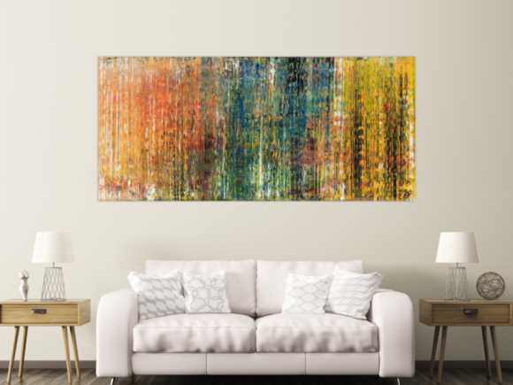 Abstraktes Original Gemälde 100x220cm Spachteltechnik expressionistisch handgefertigt braun orange schwarz Unikat