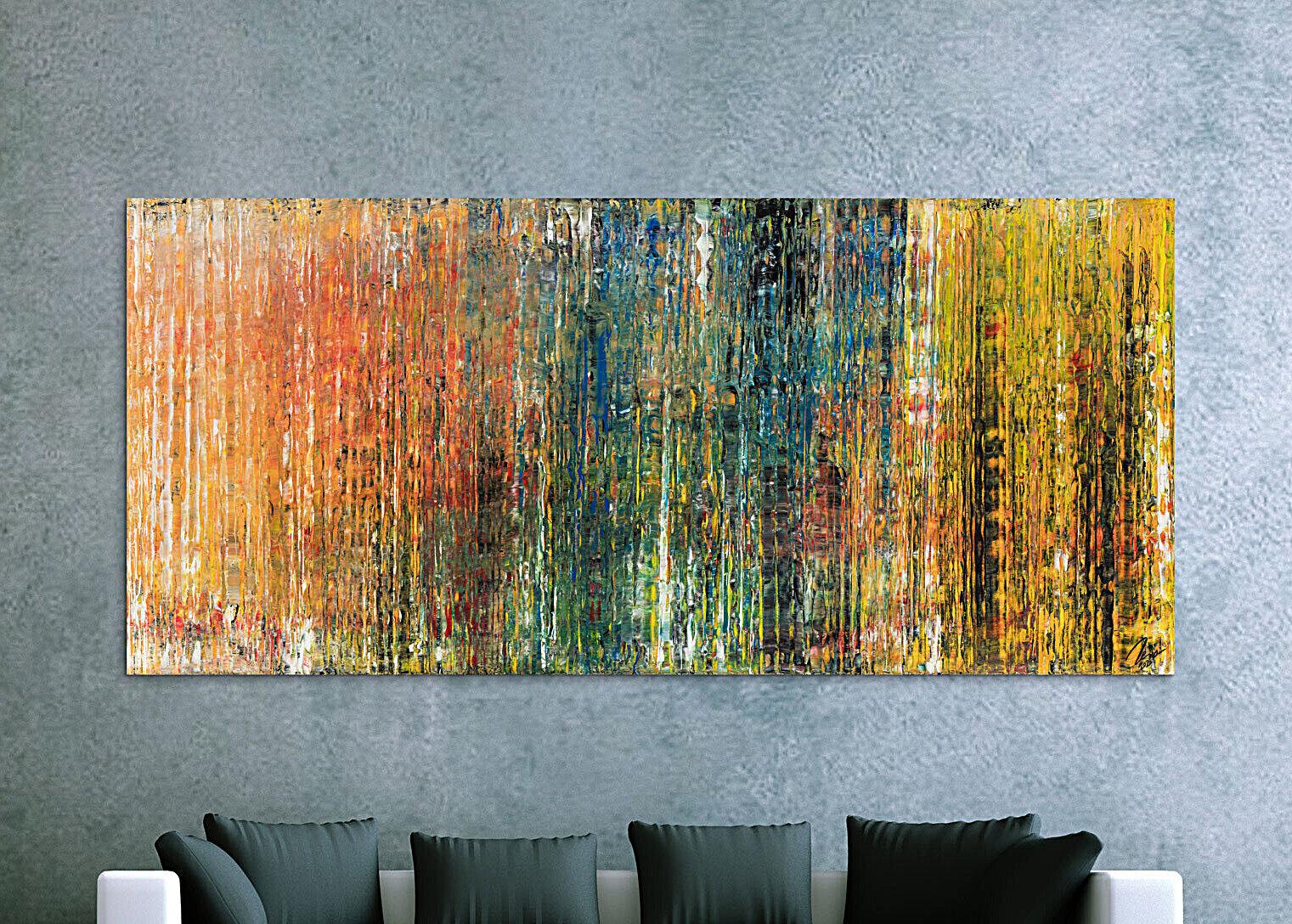 Abstraktes Original Gemälde 100x220cm Spachteltechnik expressionistisch handgefertigt  braun orange schwarz Unikat