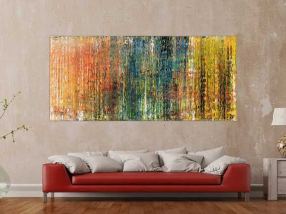 Abstraktes Original Gemälde 100x220cm Spachteltechnik expressionistisch handgefertigt  braun orange schwarz Unikat
