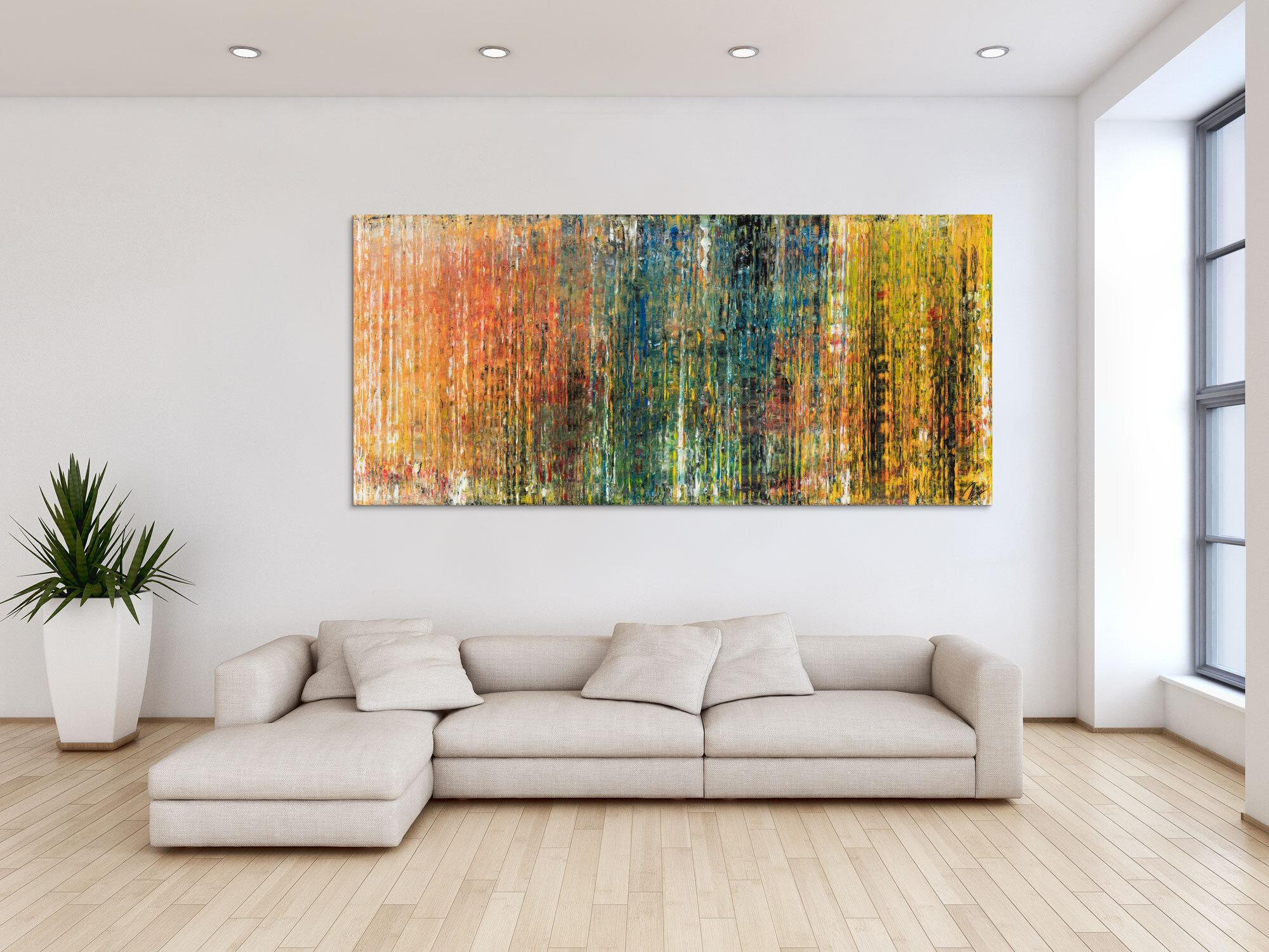 Abstraktes Original Gemälde 100x220cm Spachteltechnik expressionistisch handgefertigt  braun orange schwarz Unikat