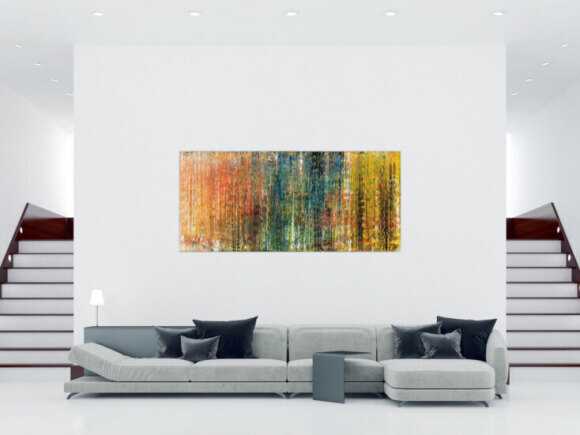 Abstraktes Original Gemälde 100x220cm Spachteltechnik expressionistisch handgefertigt  braun orange schwarz Unikat
