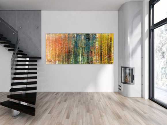 Abstraktes Original Gemälde 100x220cm Spachteltechnik expressionistisch handgefertigt  braun orange schwarz Unikat